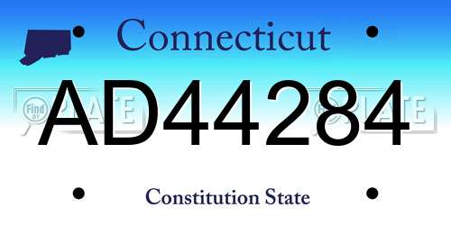 AD44284 Connecticut License Plate