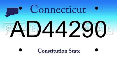 AD44290 Connecticut License Plate