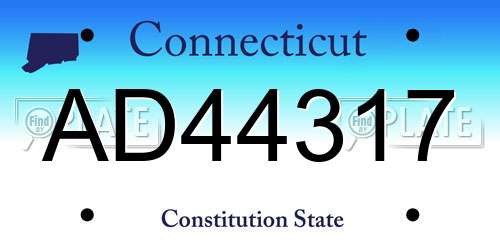 AD44317 Connecticut License Plate