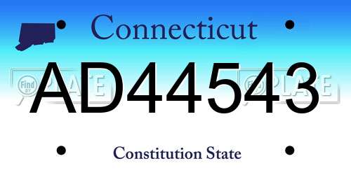 AD44543 Connecticut License Plate