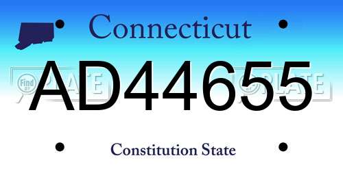 AD44655 Connecticut License Plate