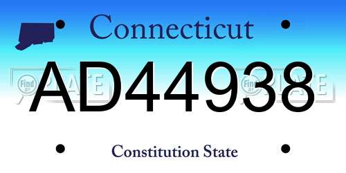 AD44938 Connecticut License Plate