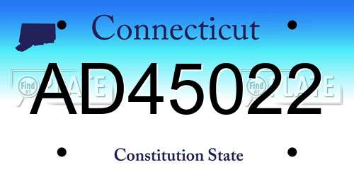 AD45022 Connecticut License Plate