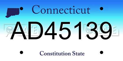 AD45139 Connecticut License Plate