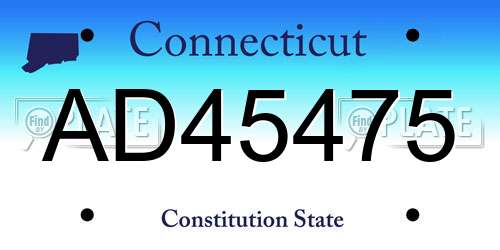 AD45475 Connecticut License Plate