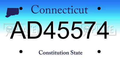 AD45574 Connecticut License Plate