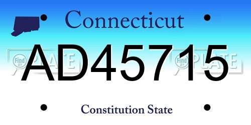 AD45715 Connecticut License Plate