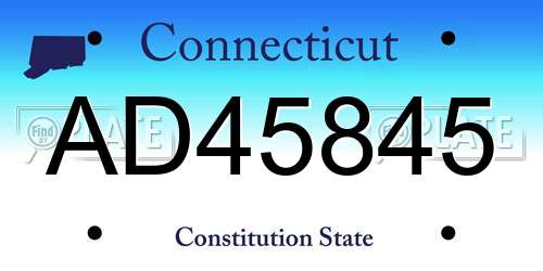 AD45845 Connecticut License Plate