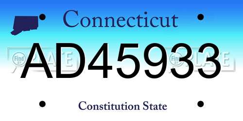 AD45933 Connecticut License Plate