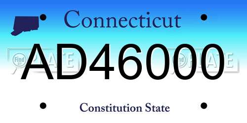 AD46000 Connecticut License Plate