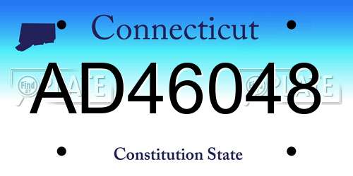 AD46048 Connecticut License Plate