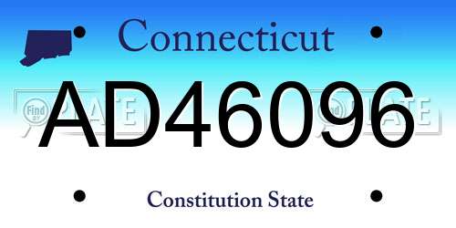 AD46096 Connecticut License Plate