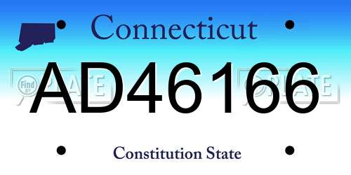 AD46166 Connecticut License Plate