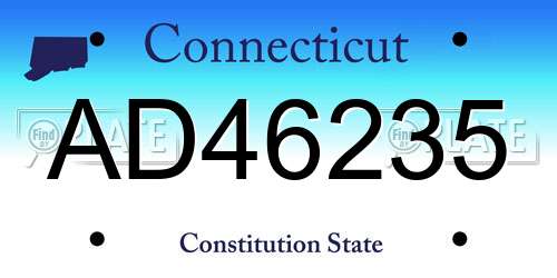 AD46235 Connecticut License Plate