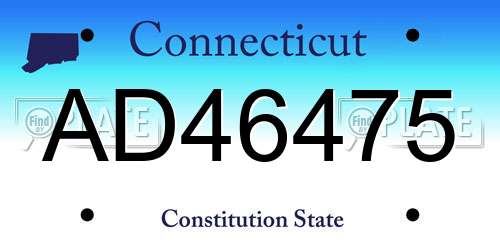 AD46475 Connecticut License Plate