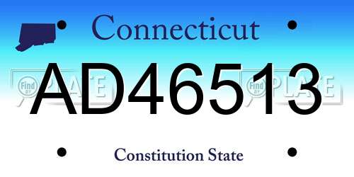 AD46513 Connecticut License Plate