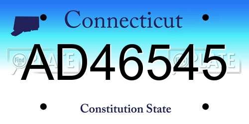 AD46545 Connecticut License Plate