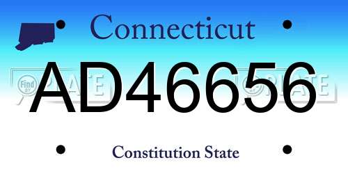 AD46656 Connecticut License Plate