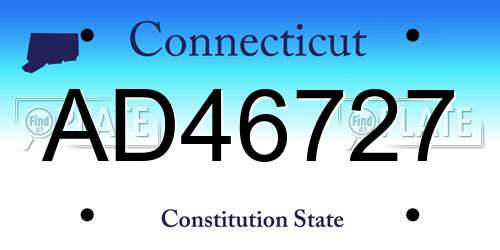 AD46727 Connecticut License Plate