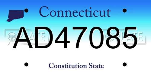 AD47085 Connecticut License Plate