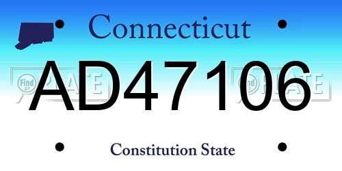 AD47106 Connecticut License Plate