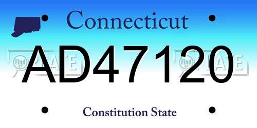 AD47120 Connecticut License Plate