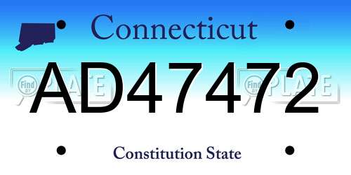 AD47472 Connecticut License Plate