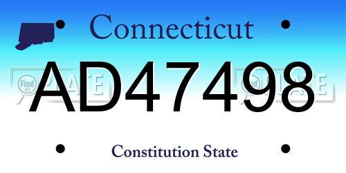 AD47498 Connecticut License Plate