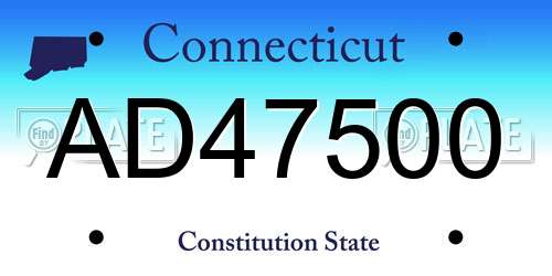 AD47500 Connecticut License Plate