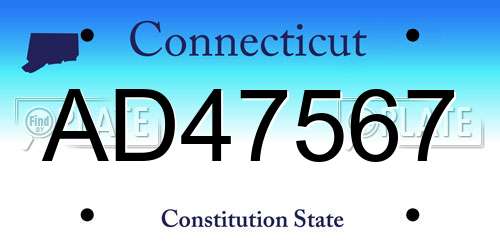 AD47567 Connecticut License Plate