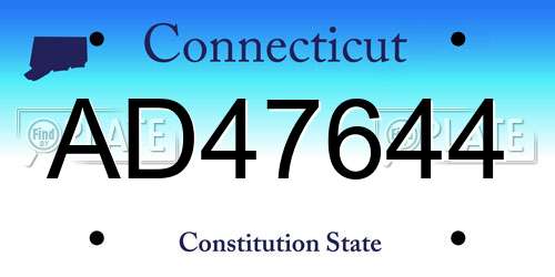 AD47644 Connecticut License Plate