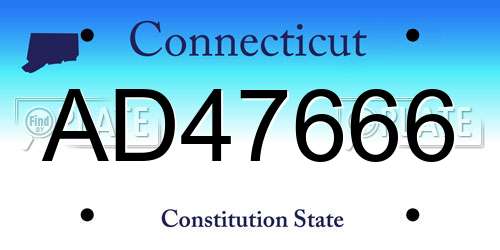 AD47666 Connecticut License Plate
