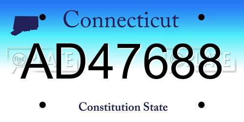 AD47688 Connecticut License Plate