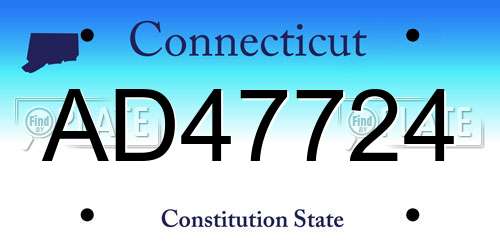 AD47724 Connecticut License Plate