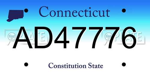 AD47776 Connecticut License Plate