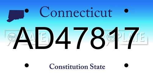 AD47817 Connecticut License Plate