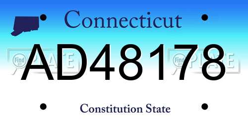 AD48178 Connecticut License Plate