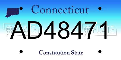 AD48471 Connecticut License Plate