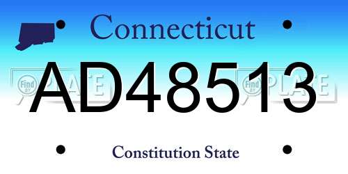AD48513 Connecticut License Plate