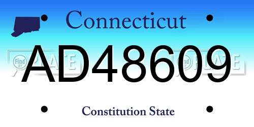 AD48609 Connecticut License Plate