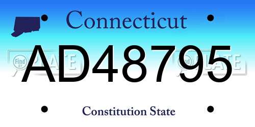 AD48795 Connecticut License Plate