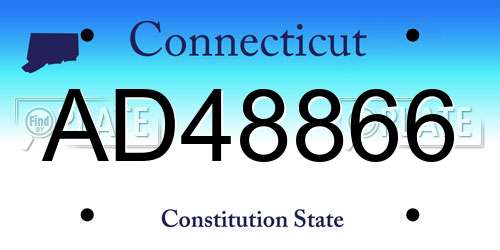 AD48866 Connecticut License Plate