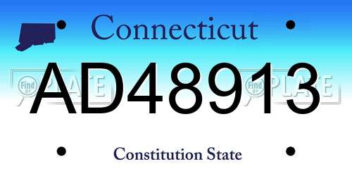 AD48913 Connecticut License Plate