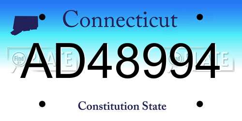 AD48994 Connecticut License Plate