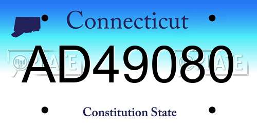 AD49080 Connecticut License Plate