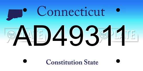 AD49311 Connecticut License Plate