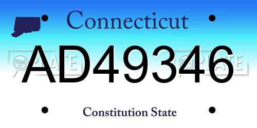 AD49346 Connecticut License Plate