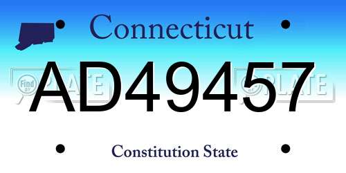 AD49457 Connecticut License Plate