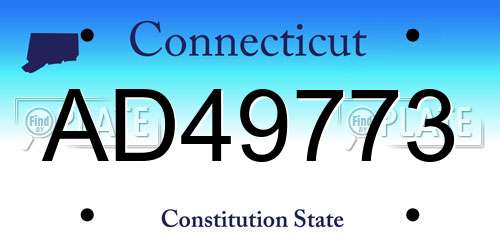 AD49773 Connecticut License Plate