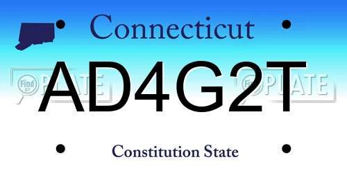 AD4G2T Connecticut License Plate